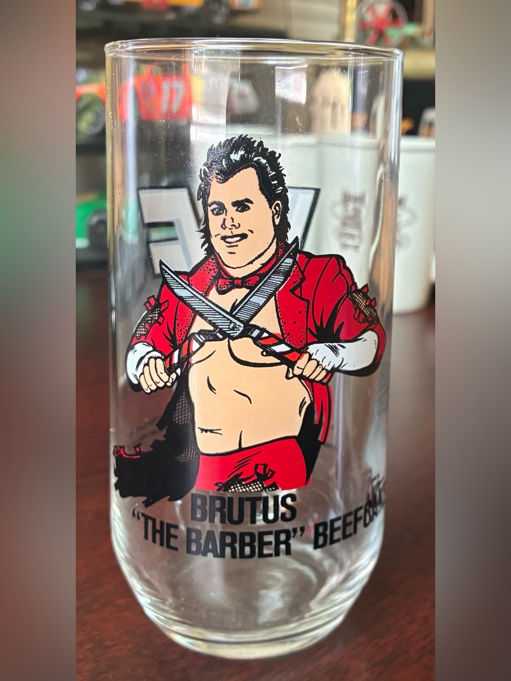 1990 World Wrestling Federation Brutus “The Barber” Beefcake glass